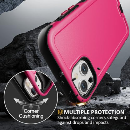 Follaroma for iPhone 13 Case, Heavy Duty Magnetic Cases, Hot Pink, 6.1" | Compatible with MagSafe, Heavy Duty Shock proof,Military-Grade Anti-Drop Protective,Dual Layer Magnetic Protection Phone Case - color: Hot Pink