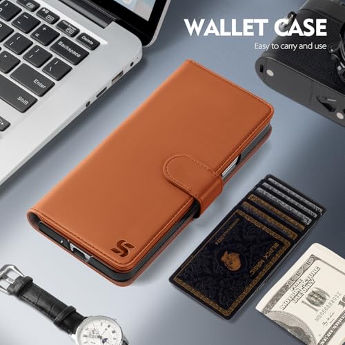 Shieldtop Compatible with Samsung Galaxy Z Fold 3 Wallet Case with Card Holder,Women Man RFID Blocking PU Leather Flip Shockproof Protective Cover Credit Card Holder Slots Kickstand,Light Brown - color: Light Brown, size: Samsung Galaxy Z Fold 3