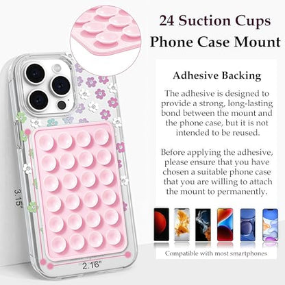 Anteel 2 Pack Silicone Suction Phone Case Mount, Non Slip Sticky Phone Grip for Cellphone, Silicon Adhesive Suction Cup Phone Mount, Strong Grip Holder for Selfies & Videos (Light Pink&Baby Blue) - color: Light Pink&Baby Blue