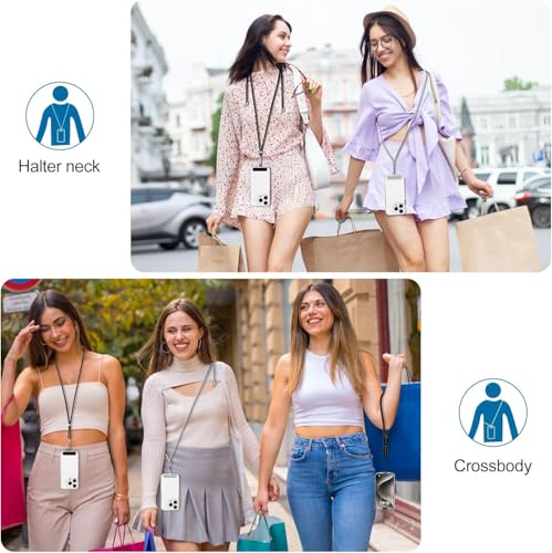 takyu Cell Phone Lanyard, Crossbody Phone Lanyard 1 Pack Adjustable Neck Strap and 1 Pcs Phone Wrist Strap with 2x Phone Tether Patches for Most Smartphones-Black - color: Black X1