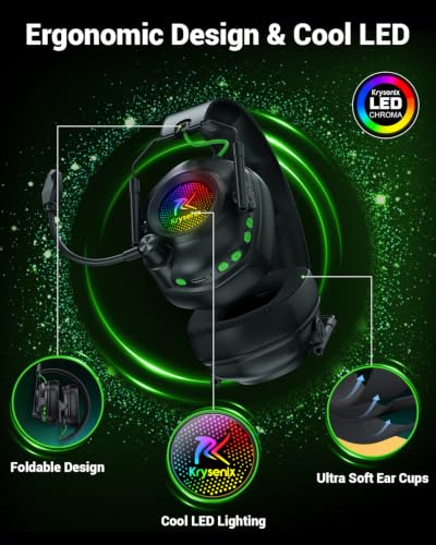 Krysenix 2.4 GHz Wireless Gaming Headset for PC, PS5, PS4, Switch - Black - color: Pure Black