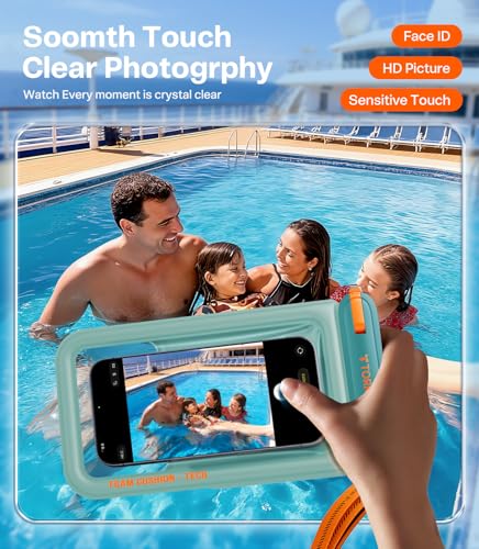 TORRAS IP68 Waterproof Phone Pouch Floating with Double Space 7.0", Green | Waterproof Phone Case with Crossbody Lanyard, Phone Dry Bag for iPhone 17 Pro Max 16 S26, Beach Cruise Ship Travel Essentials - color: Glacier Sprint