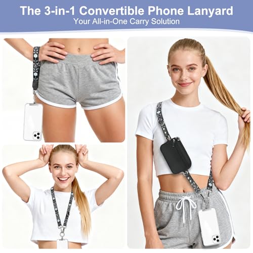 Phone Lanyard Crossbody with Detachable RFID Wallet (M1, Large) - color: Multicolor 1, size: Large