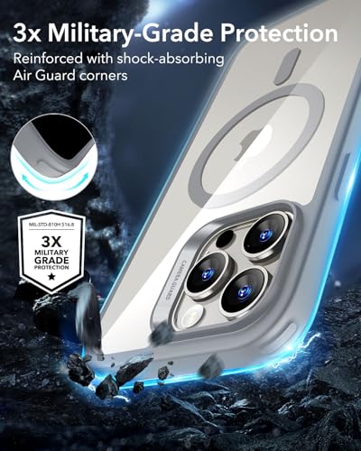 ESR for iPhone 16 Pro Case, Compatible with MagSafe, Shockproof Military-Grade Protection, Magnetic Phone Case for iPhone 16 Pro, Classic Hybrid Case (HaloLock), Clear Grey - color: B-Clear Grey