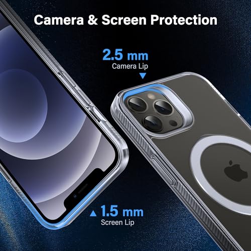 Magnetic Case for iPhone 12 Pro Max - [Built-in Invisible Stand] [Compatible with MagSafe] [Military Grade Drop Protection] Anti-Yellowing Hard Back Silicone Edge Cover, 6.7", Clear - color: Clear, size: iPhone 12 Pro Max 6.7''
