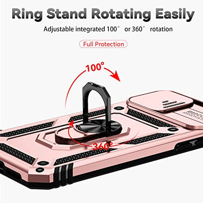 for iPhone 11 Case,with Screen Protectors and Camera Cover,[Military Grade] 16ft.Drop Tested Cover with Magnetic Kickstand Protective Case for iPhone 11 6.1 inch, Rose Gold - color: Rose Gold