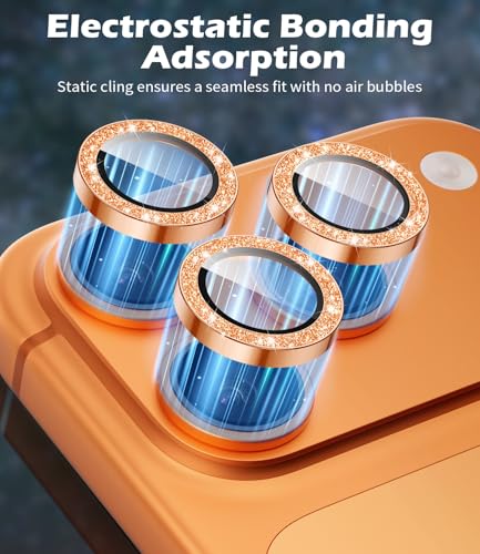 imluckies Camera Lens Protector for iPhone 17 Pro/iPhone 17 Pro Max - color: Bling Orange
