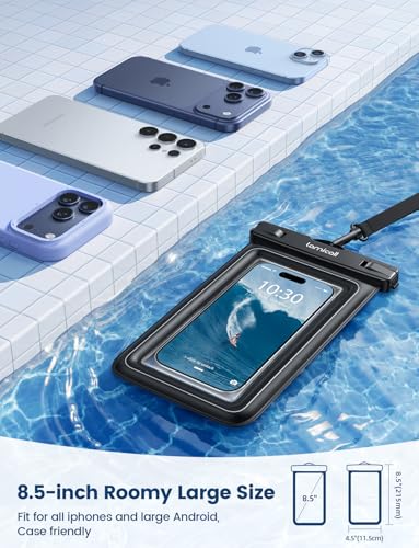 Lamicall IP68 Floating Waterproof Phone Pouch, 2 Pack Waterproof Phone Case | 100ft Waterproof, HD Underwater Photos, Touchscreen for iPhone 17 16 15 14 13 Pro Max, Galaxy S26 S25 S24 Ultra, Fit 4-8.5" - color: A-White Accent