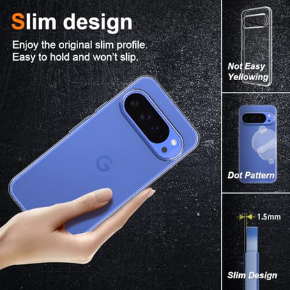 Silicone Clear for Google Pixel 10/10 Pro Case,Ultra Thin with Comfort Grip | Soft Slim-Fit TPU Pixel 10/10 Pro Phone Cover,Non-Slip,Shockproof Protection,Scrath-Resistant