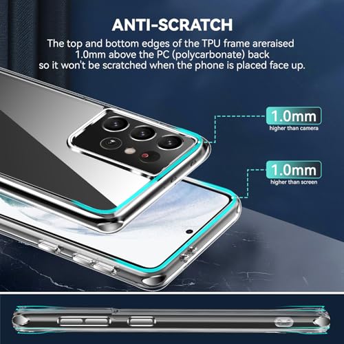 DEERLAMN Clear Case for Samsung Galaxy S21 Ultra, Military Grade Drop Protection Anti-Scratch Transparent Ultra Slim Non-Yellowing Shockproof Protective Phone Cover - size: Samsung Galaxy S21 Ultra