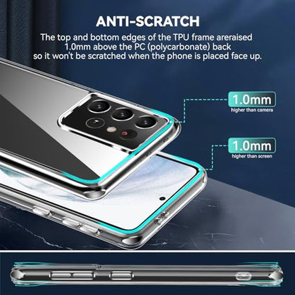 DEERLAMN Clear Case for Samsung Galaxy S21 Ultra, Military Grade Drop Protection Anti-Scratch Transparent Ultra Slim Non-Yellowing Shockproof Protective Phone Cover - size: Samsung Galaxy S21 Ultra