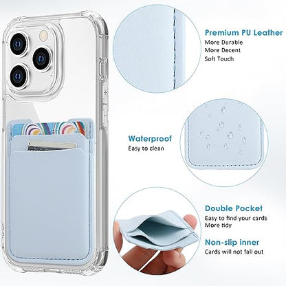 Fulgamo Phone Wallet Stick on,Card Holder for Phone Case,Phone Card Holder - color: Baby Blue,White,Black