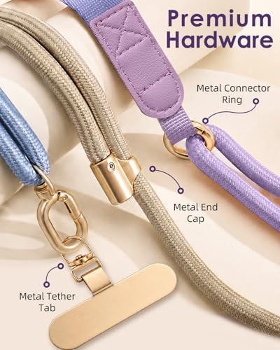 Swooflia Cell Phone Crossbody Lanyard for Women - Adjustable, Lightweight Strap with Tether Tabs for Travel Hiking Hands-Free - color: Wide Shoulder Black