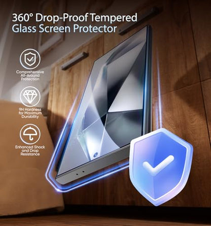 MAGIC JOHN 3rd Gen Upgraded for Samsung Galaxy S24Ultra Screen Protector | 2 Pack 6.8 Inch, HD Clear, Easy Installation, Shatterproof Tempered Film, Auto Dust-Elimination, Bubble Free - size: S24 Ultra 6.8inch