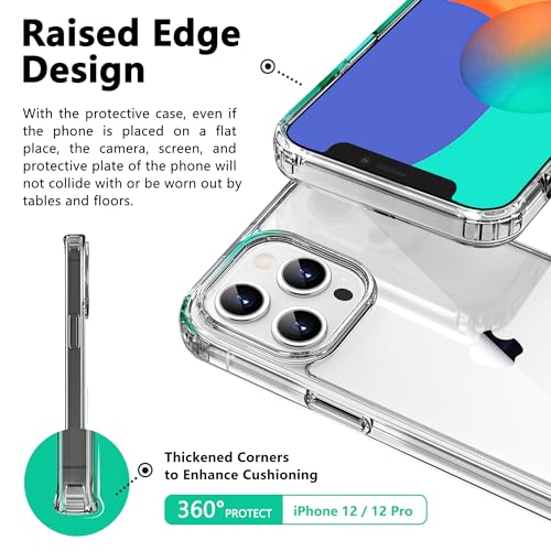 ONES for iPhone 12/12 Pro Slim Case Clear, [PC + TPU Hybrid][Military-Grade Drop Protection][Anti-Yellowing], Shockproof Silicone Hard Cover, Transparent Case - color: HD Highly Clear, size: iPhone 12Pro / 12