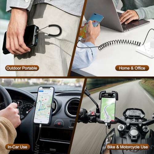 2 Pack Coiled USB C to USB C Cable, 3FT 60W USBC Fast Charging Car Charger - size: 4FT
