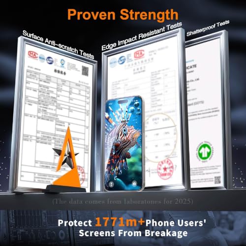 4 Pack for iPhone Air Screen Protector, Military-Grade Shatterproof, 9H Hardness, Full Coverage Tempered Glass for iPhone 17 Air-6.6 inch with Install Frame