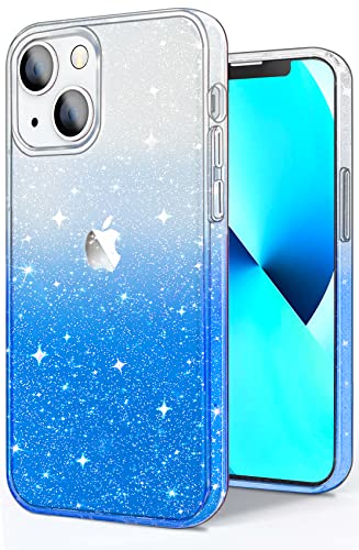 JJGoo Compatible with iPhone 13 Case, Glitter Soft TPU Shockproof Protective Bumper Cover, Sparkle Bling Sparkly Cute Slim Women Girls Phone Case for iPhone 13, 6.1inch, Gradient Glitter Blue - color: Gradient Blue