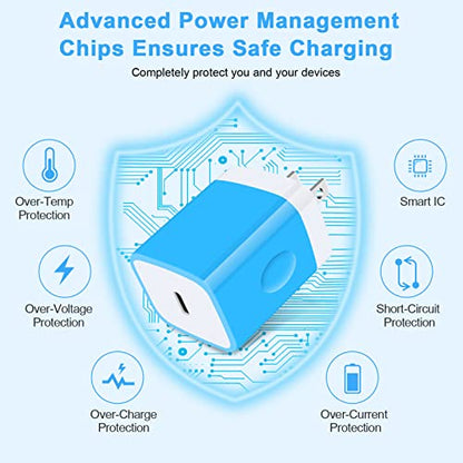 USB C Box,GiGreen 20W Fast Wall Charger Plug Cube Power Adapter for Samsung - color: 1-blue