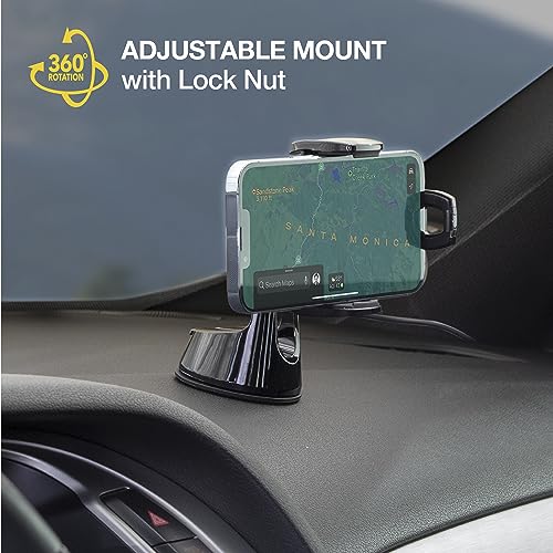 Scosche UQ3WDV-SP Windshield/Dashboard/Vent Qi-Certified 15W Wireless Charging Universal Cell Phone Car Mount, Adjustable Hands-Free Cell Phone Holder with Stick Grip, Black - style: Windshield / Dash / Vent