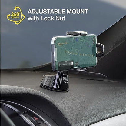 Scosche UQ3WDV-SP Windshield/Dashboard/Vent Qi-Certified 15W Wireless Charging Universal Cell Phone Car Mount, Adjustable Hands-Free Cell Phone Holder with Stick Grip, Black - style: Windshield / Dash / Vent
