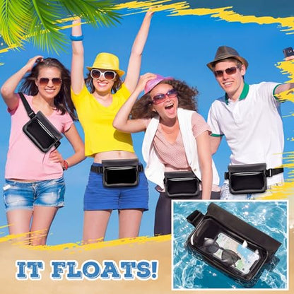 Ipx8 Waterproof Fanny Pack, 1 Pack Floating Waterproof Phone Pouch Touchscreen Dry Bag with Adjustable Waist Strap for Beach, Swimming, Kayaking, Boating, Fits Phones up to 8.5"(Black) - color: Black