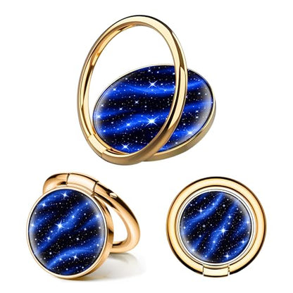 Cell Phone Ring Holder, Cute Phone Ring Grip Stand, 360°Rotation Funny Metal Kickstand Finger Grip Purple Glitter Dots - color: Purple Glitter Dots