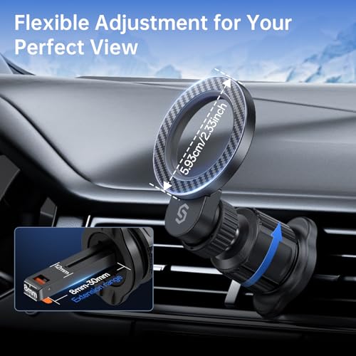 SYNCWIRE for MagSafe Car Holder【Ring Ventilation】【 360° Rotatable】【N55 Magnetic】 Phone Mount for Air Vent, Car Cell Phone Holder Mount Compatible iPhone iPhone 18 17 16 15 14 Pro Max