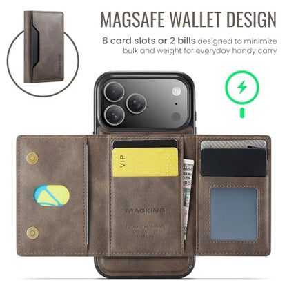 K2 2 in 1 Detachable Magnetic Phone Cases Compatible with iPhone 17 Pro Max Case with Card Holder RFID Blocking, Compatible with Magsafe Wallet, Leather 6.9'' (Coffee, iPhone 17 Pro Max) - color: Coffee, size: iPhone 17 Pro Max