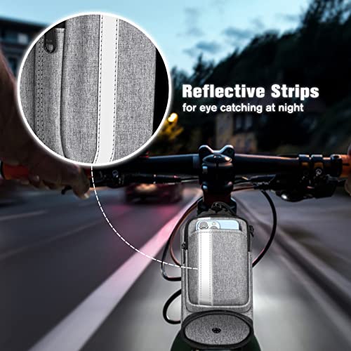 FINPAC Cup Holder for Bike, Universal Water Bottle Holder w/Phone Pockets - color: Gray