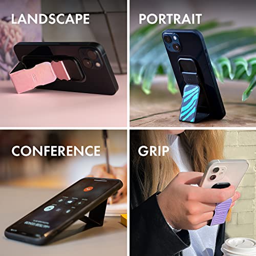 CLCKR Cell Phone Grip and Expanding Stand, Universal Phone Grip Holder for iPhone 15 Pro, Pro Max, Plus, 14 & 13 Models, Samsung Phones, Tablets and More, Lilac Pebbled Lines
