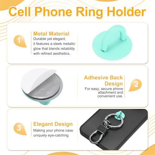 12Pcs Phone Ring Holder (0.7 Inch) - Adhesive Round Shaped Phone Finger Grip Hook Smartphones Keychain Ring Charm Loop for DIY Tablet Case Accessories, Light Green - color: Light Green