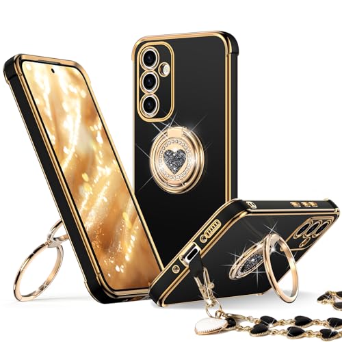 XYZ for Galaxy S23 FE Case with Stand, for Samsung Galaxy S23 FE Case with Double Ring, Women Girls Bling Luxury Phone Case for Samsung S23 FE, Black - color: Black, size: Galaxy S23 FE