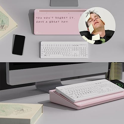 TOWON Glass Desk Whiteboard 17x6 in, Wireless Charger and Storage, Pink - color: Charger Pink