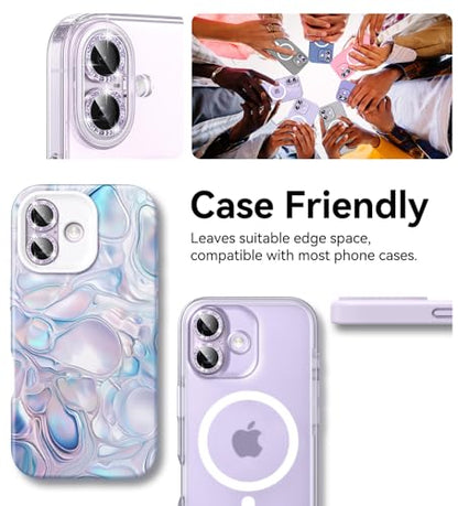 Matekxy for iPhone 17 Camera Lens Protector Glitter Individual Cover - color: Lavender