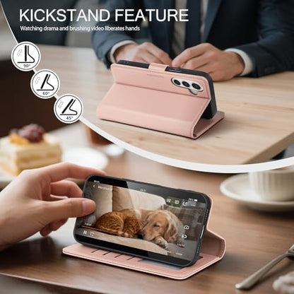 Compatible with Samsung Galaxy S26 Case Wallet with Card Holder [4 Card Slot] Women Men,RFID Blocking PU Leather Phone Case Flip Shockproof Protector Cover Credit Card Slot Kickstand,Rose Gold - color: Rose Gold, size: Samsung Galaxy S26 - 6.3"