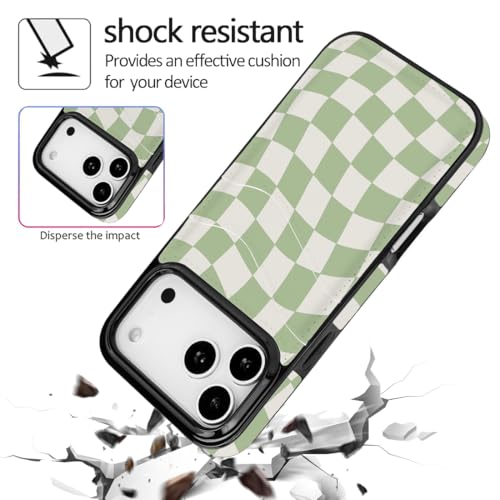 Compatible with iPhone 17 Pro Max Case(Green Checkerboard) | with Card Holder Soft Wallet Leather,Shockproof Case for iPhone 17 Pro Max 6.9 inch Women Girls - color: Green Checkerboard, size: iPhone 17 Pro Max 6.9 inch