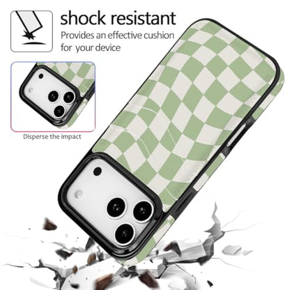Compatible with iPhone 17 Pro Max Case(Green Checkerboard) | with Card Holder Soft Wallet Leather,Shockproof Case for iPhone 17 Pro Max 6.9 inch Women Girls - color: Green Checkerboard, size: iPhone 17 Pro Max 6.9 inch
