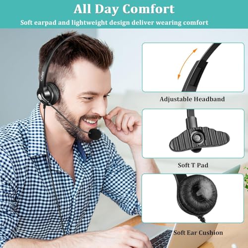 Callez 3.5mm Jack Cell Phone Headset with Microphone Noise Cancelling - color: Gray-Monaural