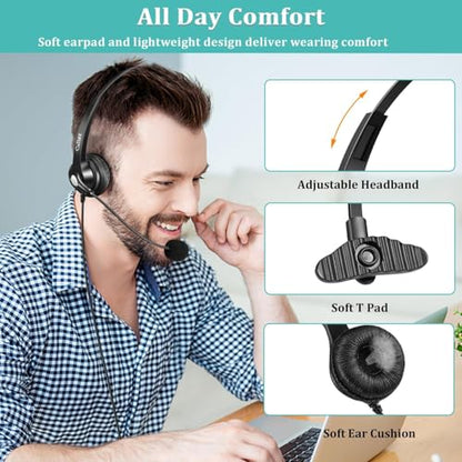 Callez 3.5mm Jack Cell Phone Headset with Microphone Noise Cancelling - color: Gray-Monaural