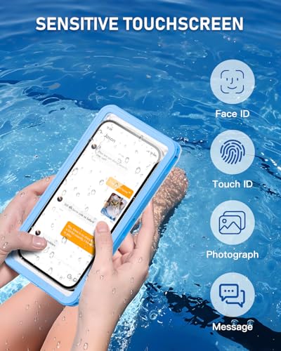 Waterproof Phone Pouch,IPX8 Waterproof Phone Case for Beach & Floating Essentials,Phone Waterproof Pouch with Lanyard, Universal Case Up to 6.9" for iPhone,Samsung (Blue) - color: Blue