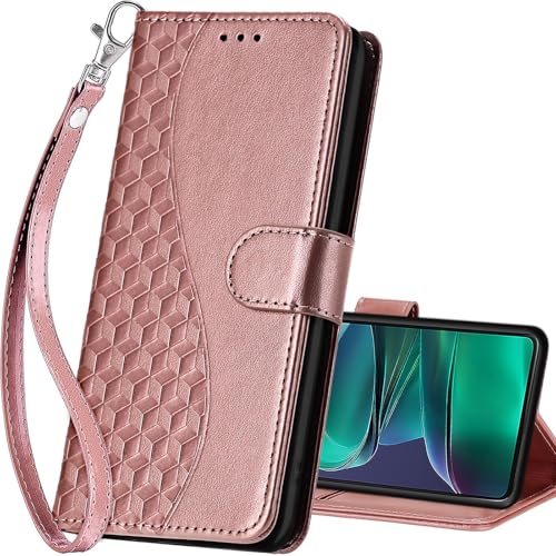 for Motorola Moto G Stylus 5G 2025 Wallet case, Rose Gold | 3 Card Holders, Kickstand, Shockproof TPU Shell, PU Leather, Magnetic Closure, Protective Flip Folio Cover, Women - color: 5