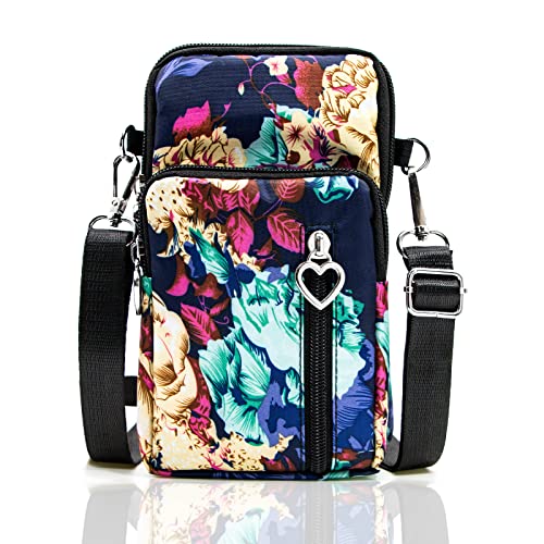 BIAOTIE Lightweight Small Crossbody bags Cell Phone Purses Travel Pouch Shoulder Bag for Women - color: Bright Flowers