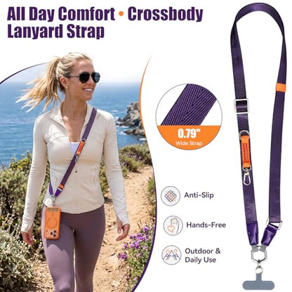 Phone Lanyard,Adjustable Anti-Theft Neck Strap,Purple - color: Purple