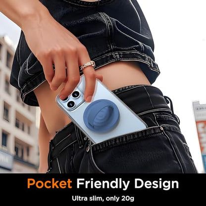 Upgraded Magnetic Phone Grip, Liquid Silicone Soft and Portable, Removable Finger Loop Ring Grip Holder for iPhone, Strong Magnetic Attraction, Compatible with MagSafe Phone Case, Azure Blue - color: Azure Blue