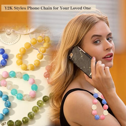 Marble Beaded Phone Wrist Strap Colorful Phones Charm Anti Theft Phones Chain Detachable Hand-Free Y2k Tops - color: Colorful 2