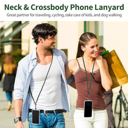 Phone Lanyard, Anti Theft Phone Straps 3-in-1 - Crossbody Strap, Neck Holder & Wrist Lanyard, Detachable Universal Cellphone Strap with 1 Tap, Durable Hook-Green - color: 3 in 1 Strap-green