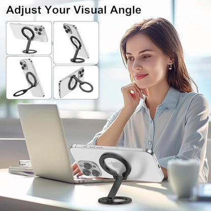 Dual-Side Magnetic Phone Grip for MagSafe, Phone Ring Holder Removable - color: Black2