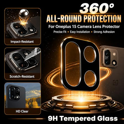 2+2 Pack Screen Protector for OnePlus 15 with Auto Dust-Elimination Tray, Camera Lens Cover, 0.23mm Ultra-Thin 9H Tempered Glass, Fingerprint Sensor Supported - size: OnePlus 15-5G