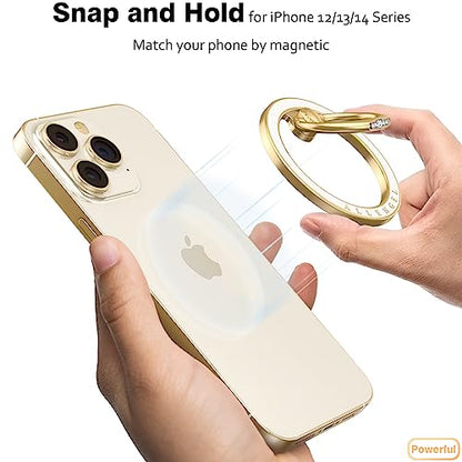 Allengel Magnetic Phone Grip for MagSafe, Magnetic Ring Holder Compatible with MagSafe Phone Ring, 360°Rotating Finger Kickstand for iPhone 16 Pro Max 15 14 13 12 Plus & Android Phone(Gold) - color: bling gold